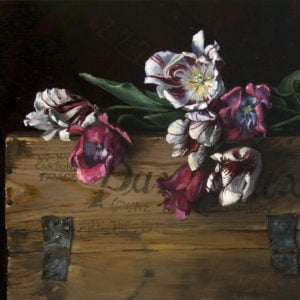 "Rembrandt Tulips on a Wooden Box" by Elizabeth Floyd