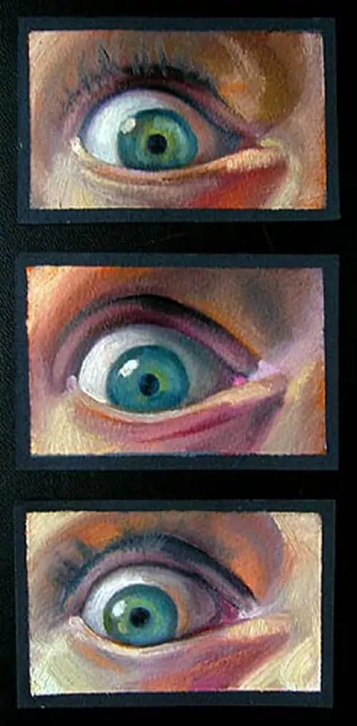 3 Eyes, oil on paper by Scott Hutchison