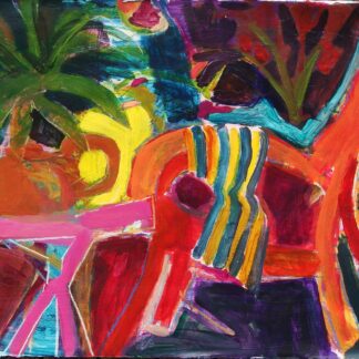 Pink Table Orange Chair by Linda Bankerd