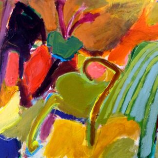 Interior with Striped Chair by Linda Bankerd