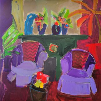 Interior with Blue Chairs by Linda Bankerd