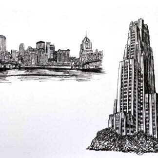 Pittsburgh Ink Drawing by Lorraine Cook