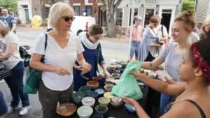 Artist Bev Ryan chooses a couple bowls to take home