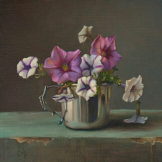 Petunias in Northern Light by Christine Dixon