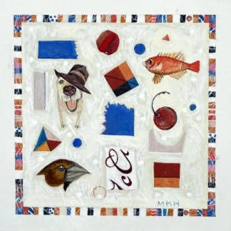 Ephemera: Dog with Hat, Goldfish, Border by Melissa Keith Hentges