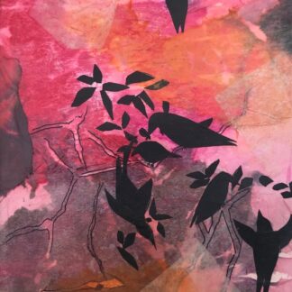 Black Birds on Red by Diane Dunn