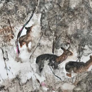 Deer in Morning Snow II by Diane Dunn