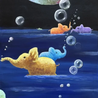 Elephants Swimming by Nancy M Patrick