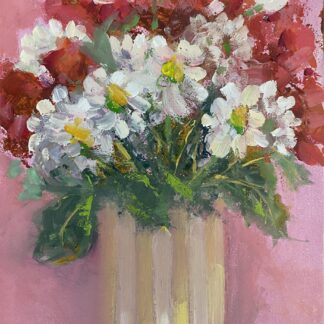 Flowers in Striped Vase by Maria Fiorella