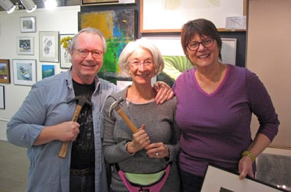 Gallery hanging crew volunteers