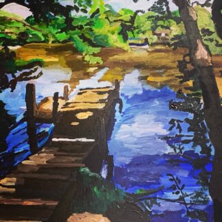 The Summer Lake Dock  (24"x24") by Vincenzo Leguia-Courand