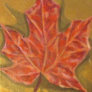 Red Autumn Maple Leaf on Gold by Paul Zapatka