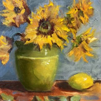 Sunflowers in Green Vase by John Marcus