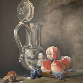 Chardin Mastercopy Still Life with Tin Pitcher and Peaches by Brandi McDermott
