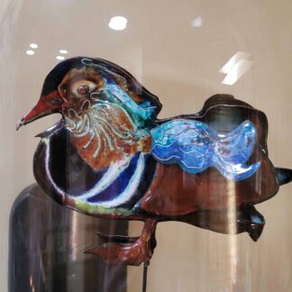 Cloisonne Enamel Mandarin Duck Around by Ken Osterweil