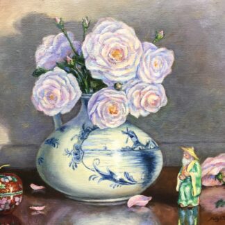 Roses in a Delft Pitcher by Sally V Parker