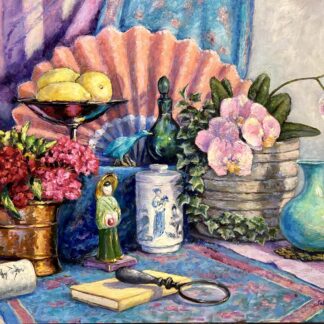Orchid Arrangement with Fan by Sally V Parker
