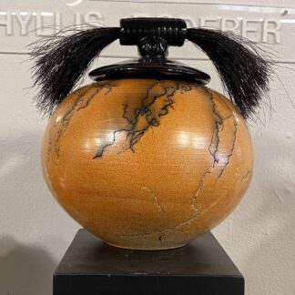 Lidded Vessel with Horsehair Handle by Phyllis Roderer