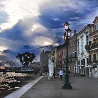 Sunset Zattere Waterfront Venice by Helen Sampson