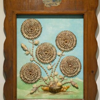 Sea Shell Mosaic Oil Painting, Seashell Art on Canvas Blooming Flowers by Jerry Schenkel
