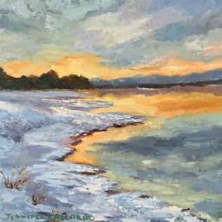 Sunset and Snow Along the Water by Jennifer Tallarico