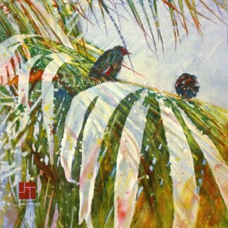 Palm Birds in Rain by Jane Thomas