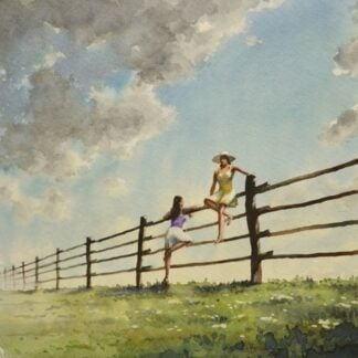 Two Girls at Fence by Jinchen Han