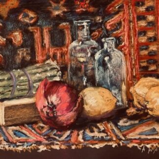 Objects on a Patterned Rug by Ann Wallace