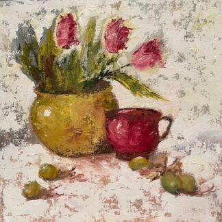 Flowers, Grapes and a Cup by Ann Wallace