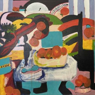 A Catwork Orange (24"x24") by Lori Welch Brown