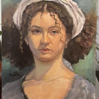 Young woman with headscarf by Roger Banks