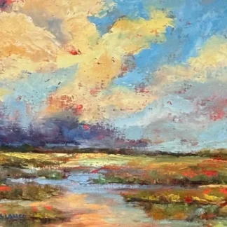 Golden Skies Over The Crimson Marsh by Jennifer Tallarico